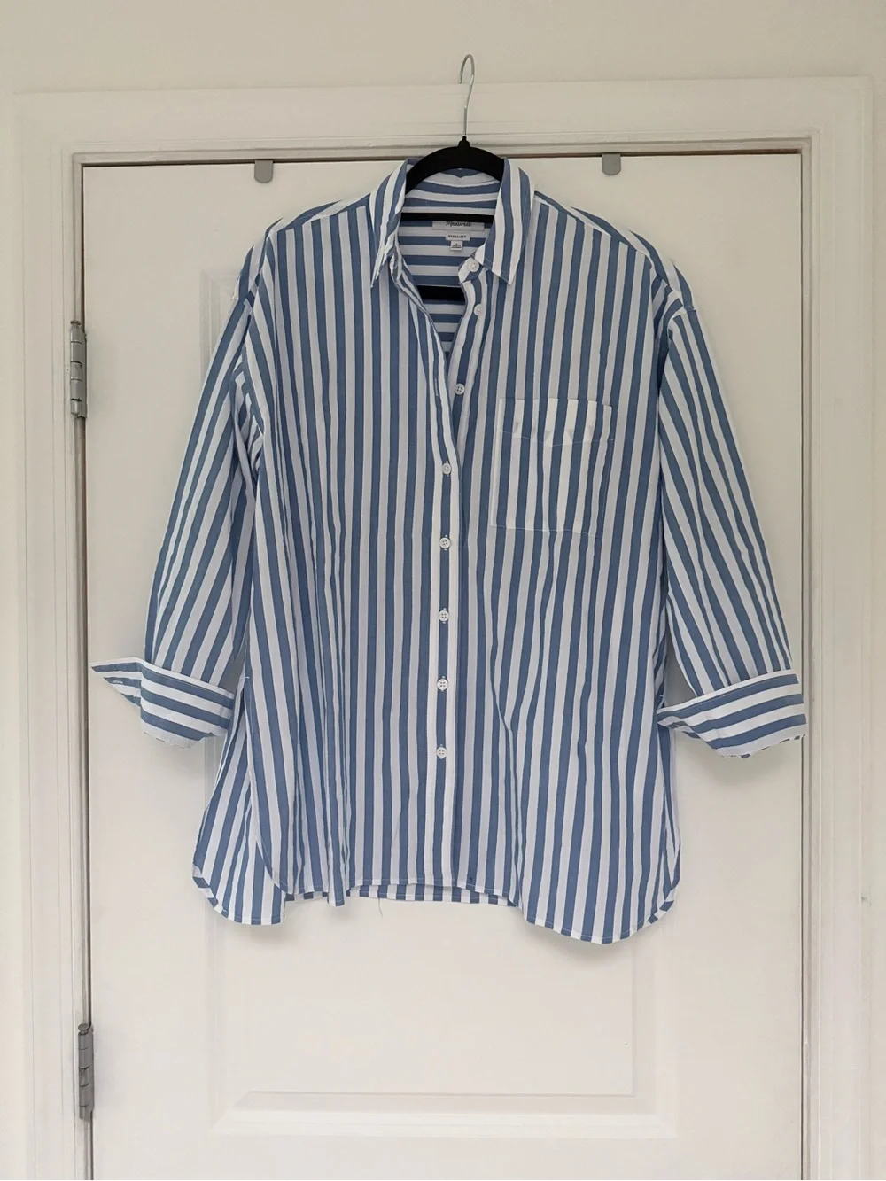 Madewell Oversized Button Down Blue White Striped Shirt | S | EUC - Picture 2 of 4